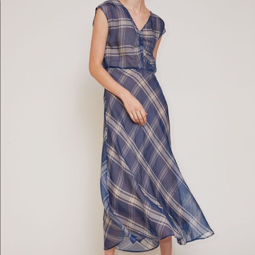 No.6 Teddy Dress in Blue/White Plaid Organza Sz.1